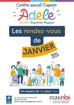 Les rendez-vous de Janvier 2026 au centre social Espace Adèle